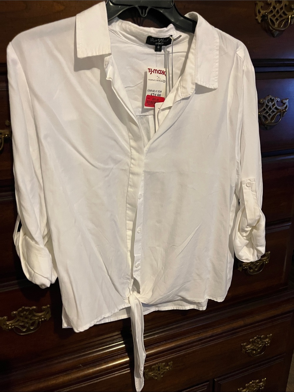 Velvet Heart White Tie-Front Button Down Shirt